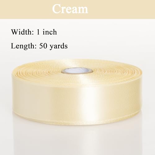 1 Inch Cream Yellow Solid Satin Ribbon for Gift Wrapping