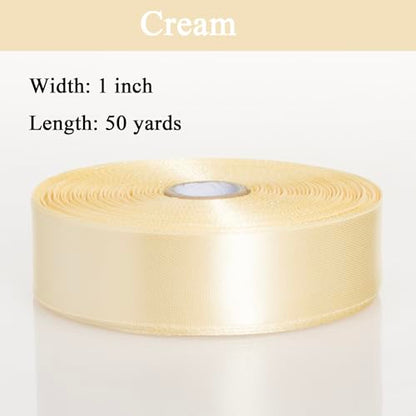 1 Inch Cream Yellow Solid Satin Ribbon for Gift Wrapping