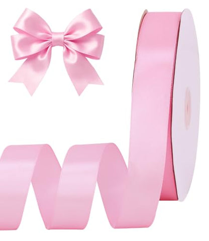 1 Inch x 100yds Pink Satin Ribbon for Crafts