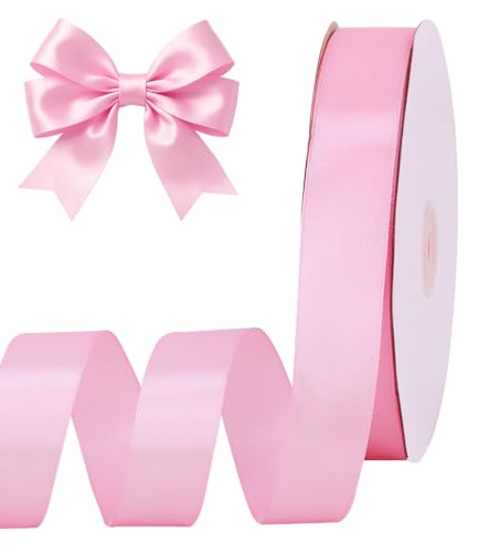1 Inch x 100yds Pink Satin Ribbon for Crafts
