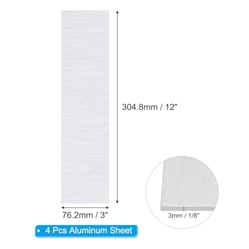 6061 T651 Aluminum Sheet Metal 12 x 3 x 1 (4 Count)