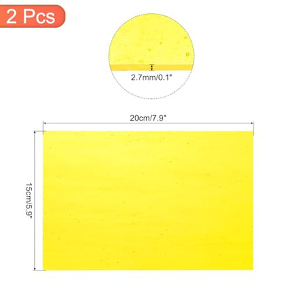 2 Pcs Stained Glass Sheet Mosaic Tile 7.9 Inch x 5.9 Inch Bright Yellow Stained Glass Sheets for Crafts DIY Art Project