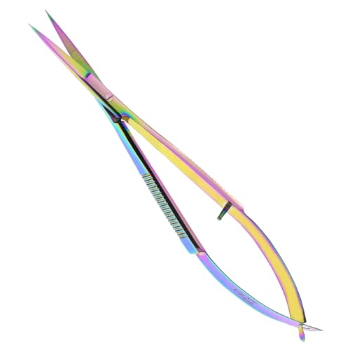 Cross Edge Spring Scissors 5 Inch straight Stainless Steel Precision Eyebrow & Eyelash Shaping & Trimming Scissor
