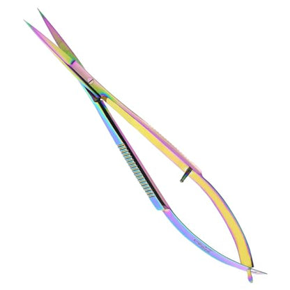 Cross Edge Spring Scissors 5 Inch straight Stainless Steel Precision Eyebrow & Eyelash Shaping & Trimming Scissor