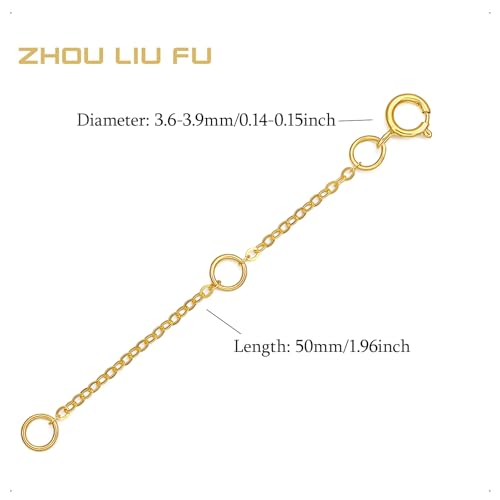 18K 750 Real Yellow Gold Extender for Necklace Bracelet Anklet Extenders for Jewelry Gold Extension for Women Men Durable Adjustable Chain Accessories 1.97Inch