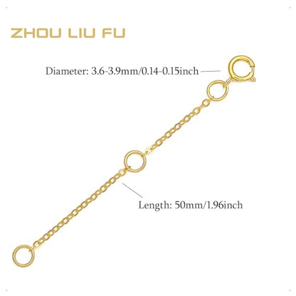 18K 750 Real Yellow Gold Extender for Necklace Bracelet Anklet Extenders for Jewelry Gold Extension for Women Men Durable Adjustable Chain Accessories 1.97Inch