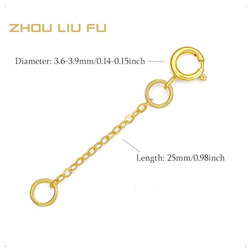 18K 750 Real Yellow Gold Extender for Necklace Bracelet Anklet Extenders for Jewelry Gold Extension for Women Men Durable Adjustable Chain Accessories 0.98Inch