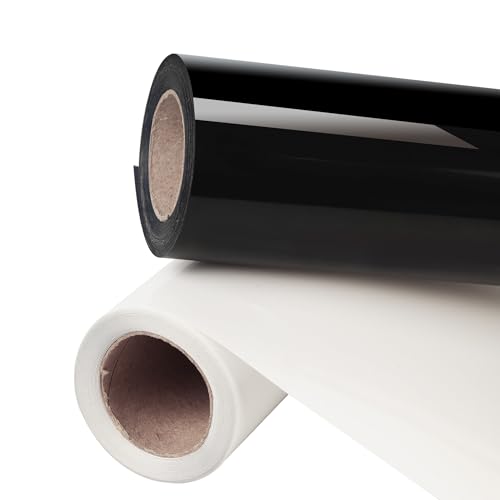 RENLITONG Black and White Heat Transfer Vinyl 2 Rolls 12" x 10ft HTV Iron on Vinyl for T (2 Count)
