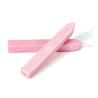 5Pcs Pink Sealing Wax Sticks with Wicks for Wax Seal Stamp (5 Count)