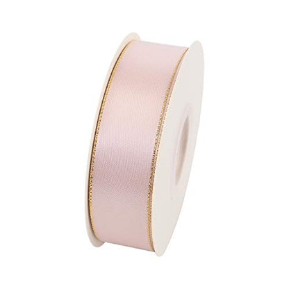 1" Inch Double Faced Satin Ribbon 25 Yards with Gold Edges