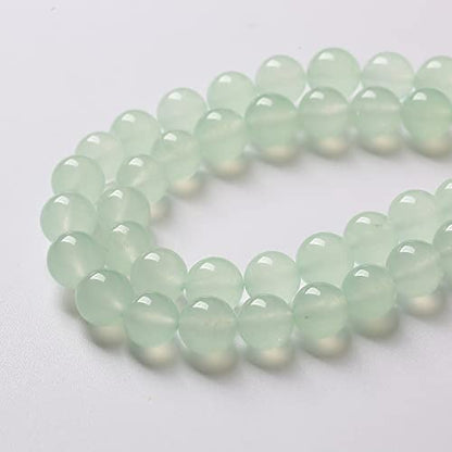6mm 60pcs Natural Green Jade Chalcedony Beads Energy Healing Power Stone Beads for Jewelry Making Round Loose Beads DIY Bracelet 15"