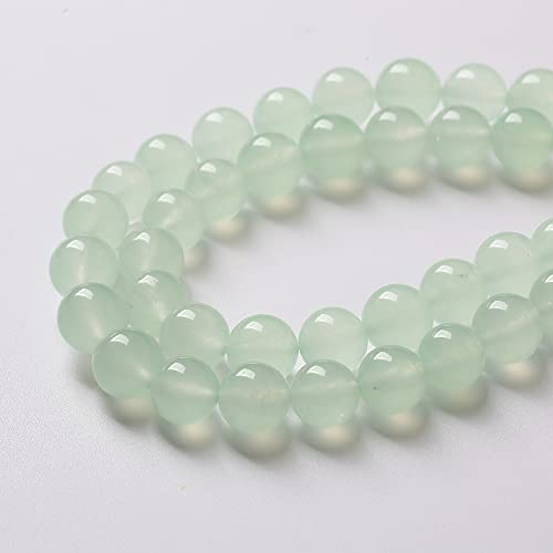 10mm 36pcs Natural Green Jade Chalcedony Beads Energy Healing Power Stone Beads for Jewelry Making Round Loose Beads DIY Bracelet 15"