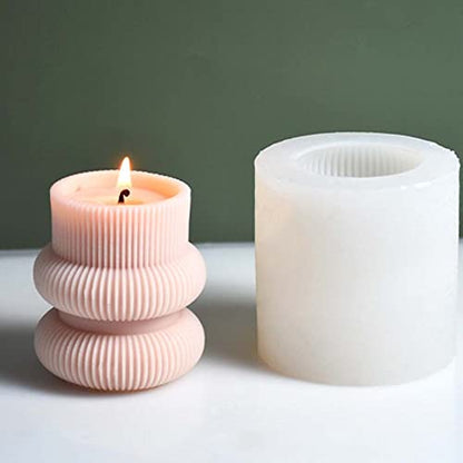 Barrel Striped Candle Silicone Mold Geometric Pillar Candle Soap Mold Fondant Chocolate Cake Baking Mould Plaster Clay Resin Epoxy Mold