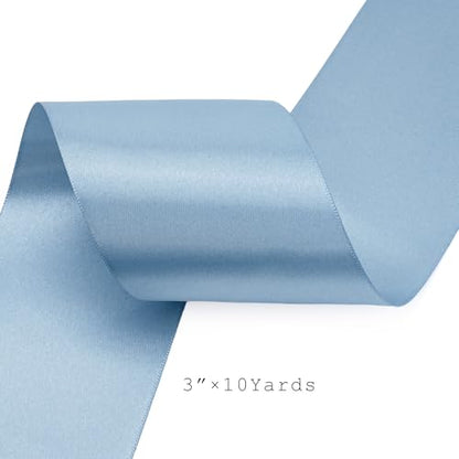 Light Blue Satin Ribbon 3 Inch x 10 Yards Double Faced