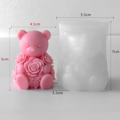 Rose Bear Heart Cylinder Candle & Resin Mold