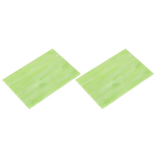 2 Pcs Stained Glass Sheet Mosaic Tile 7.9 Inch x 5.9 Inch Light Green Stained Glass Sheets for Crafts DIY Art Project