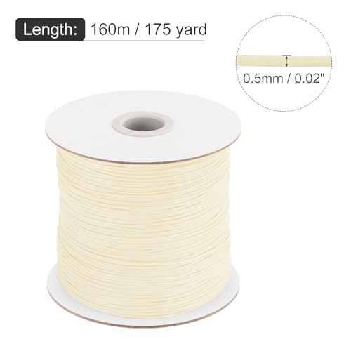 Waxed Cord 0.5mm Waxed Polyester Cord 175 Yard Wax String for Bracelet Making