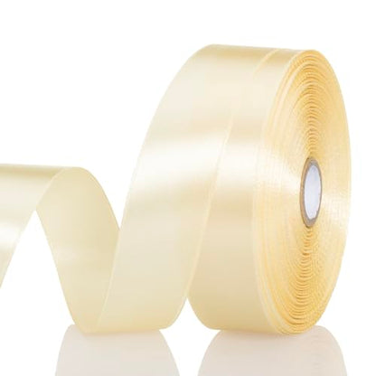 1 Inch Cream Yellow Solid Satin Ribbon for Gift Wrapping