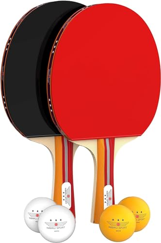 Ping Pong Paddle Set of 2 with 4 Balls & Carry Case for Table Tennis (6 Count)