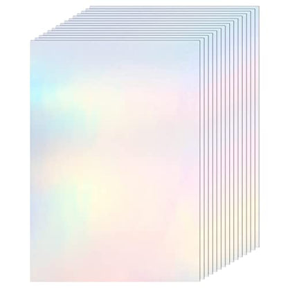 36 Sheets Holographic Sticker Paper A4 Vinyl Holographic Laminate Sheets Self Adhesive Waterproof Transparent Film