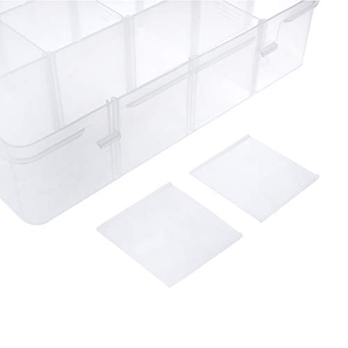 12 Bin Clear Plastic Organizer with Adjustable Divider 7.3x4.9in