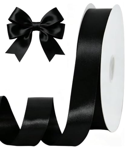 1 Inch x 100yds Black Satin Ribbon for Crafts (300 Foot)