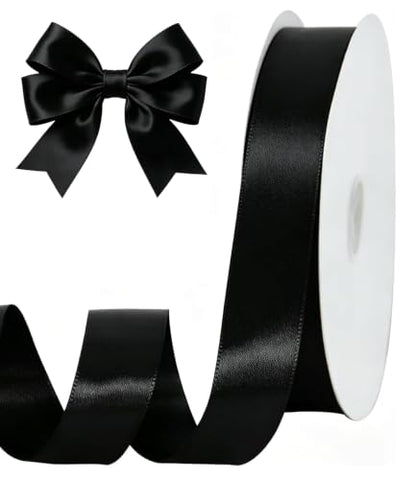 1 Inch x 100yds Black Satin Ribbon for Crafts (300 Foot)
