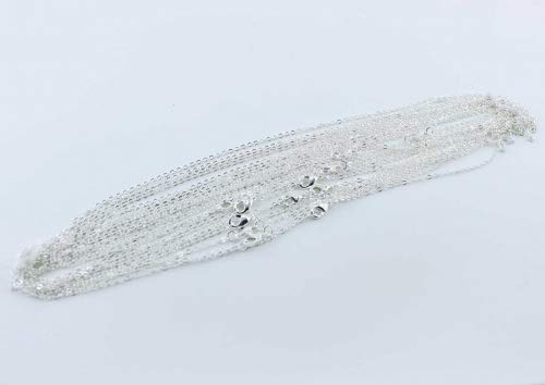 Wholesale 12 PCS Silver Plated Solid Brass Flat Cable Chains (12 Count)