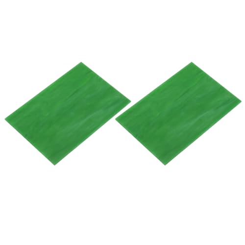 2 Pcs Stained Glass Sheet Mosaic Tile 7.9 Inch x 5.9 Inch Bright Green Stained Glass Sheets for Crafts DIY Art Project