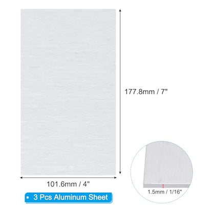 6061 T651 Aluminum Sheet Metal 4 x 7 x 1 (3 Count)