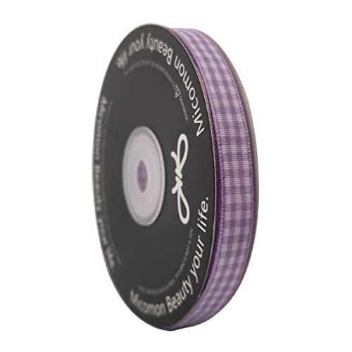 Purple Gingham Plaid Checked Ribbon 25 Yard Each Roll 100% Polyester (75 Foot)