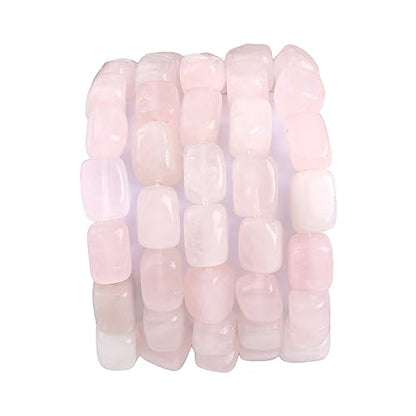 Natural Rose Quartz Cuboid Stone Loose Semi Gemstone Beads for Jewelry Making 8mmx12mm 38cm (33 Count)
