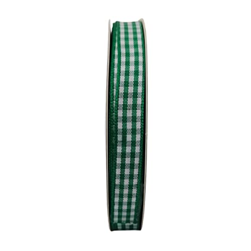 Green Gingham Plaid Checked Christmas Ribbon 25 Yard Each Roll 100% Polyester (75 Foot)