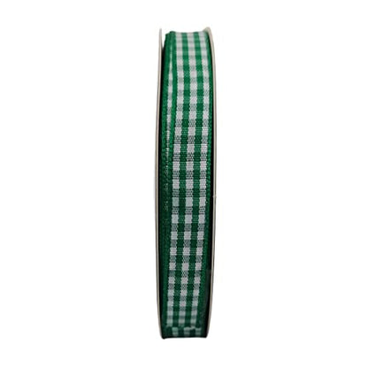 Green Gingham Plaid Checked Christmas Ribbon 25 Yard Each Roll 100% Polyester (75 Foot)
