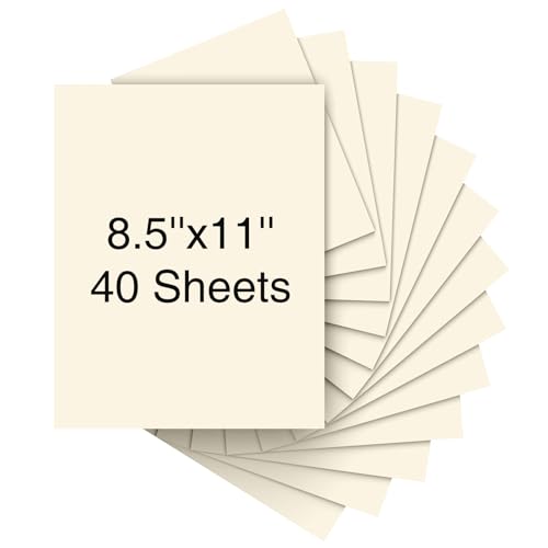 Cardstock 8.5 x 11 Inch 40 Sheets 190 gsm Heavyweight Card Stock Paper Off White Cardstock Printer Paper Perfect for Wedding Invitations (40 Count)