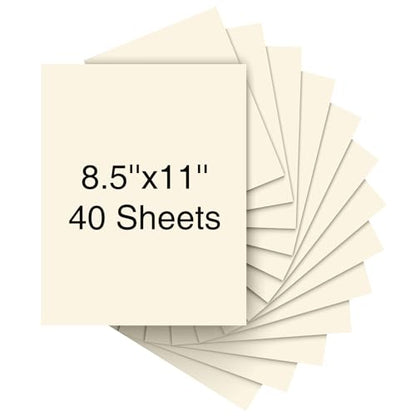 Cardstock 8.5 x 11 Inch 40 Sheets 190 gsm Heavyweight Card Stock Paper Off White Cardstock Printer Paper Perfect for Wedding Invitations (40 Count)