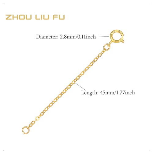 18K 750 Real Yellow Gold Extender for Necklace Bracelet Anklet Extenders for Jewelry Gold Extension for Women Men Durable Adjustable Chain Accessories 1.77Inch