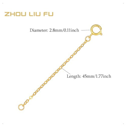 18K 750 Real Yellow Gold Extender for Necklace Bracelet Anklet Extenders for Jewelry Gold Extension for Women Men Durable Adjustable Chain Accessories 1.77Inch