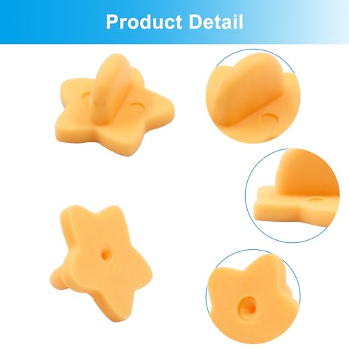 100 Pack Orange Star Shape Rubber Pin Backs (100 Count)