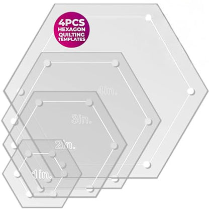 Hexagon Quilting Template Set (4 Count)