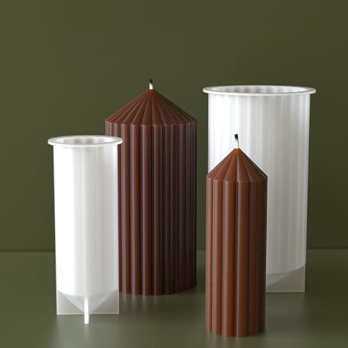 2 Pack Stripe Cylinder Pillar Spiral Candle Resin Mold