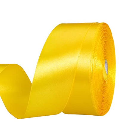 1 1 2 Inch Yellow Solid Satin Ribbon for Gift Wrapping