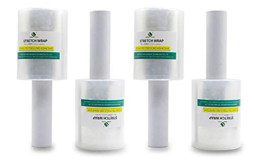 4Pack Industrial Mini Clear Stretch Wrap with Handle 5" 1000ft 80 Gauge for Pallet Wrap