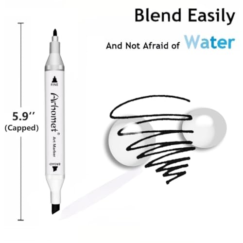6pcs Black Alcohol Markers Set (6 Count)