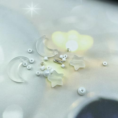 Assorted Glass Beads for Jewelry Making Multi Size Colors Glass Star Moon Seed Pearl Spacer Beads for Bracelets Necklace Earring Making (2.8219 Ounce)