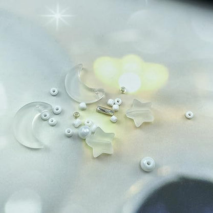 Assorted Glass Beads for Jewelry Making Multi Size Colors Glass Star Moon Seed Pearl Spacer Beads for Bracelets Necklace Earring Making (2.8219 Ounce)