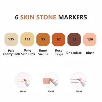 6 Colors Skin Tone Alcohol Markers Set (6 Count)