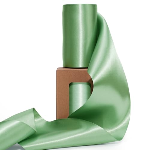 Sage Green Satin Ribbon 4 Inch x 10 Yards Double Faced