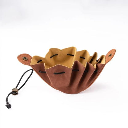 Brown Drawstring Dice Bag and Rolling Tray