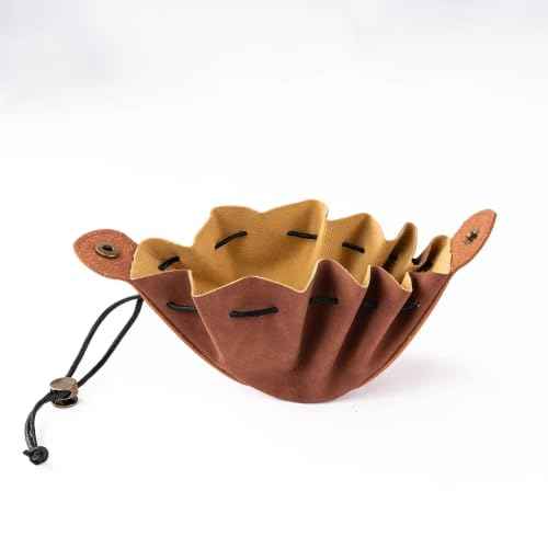 Brown Drawstring Dice Bag and Rolling Tray